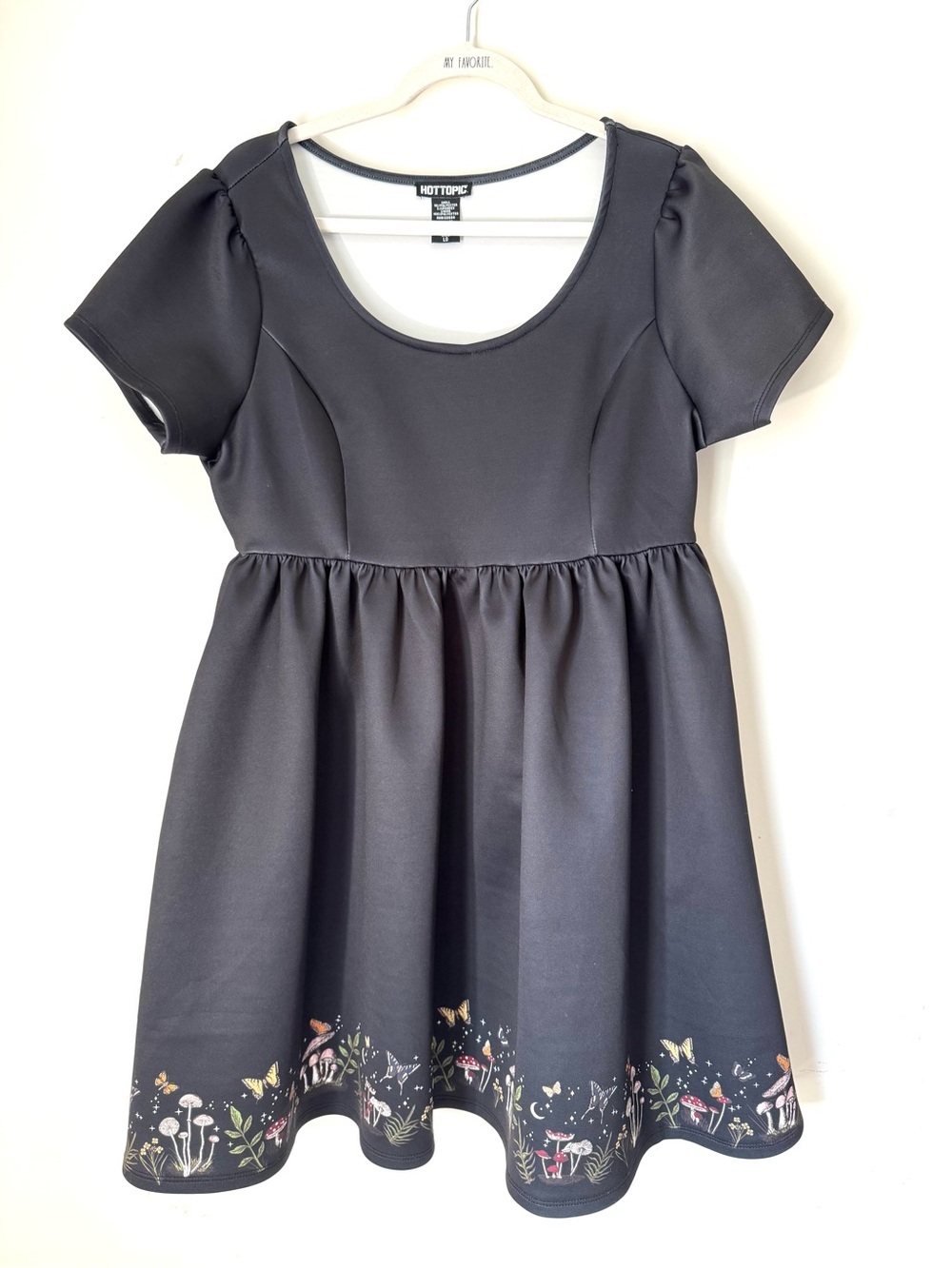 Hot Topic Black Mushroom Border Babydoll Dress Size Large - Picture 2 of 9